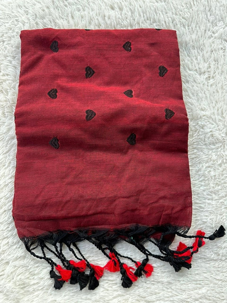 Red with black 🖤 embroidered khaadi