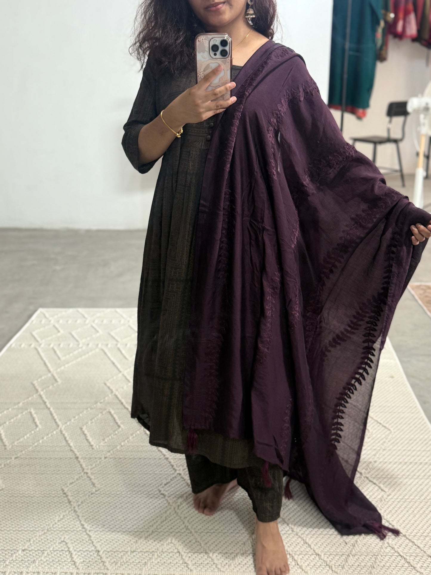 Machine embroidered dupatta