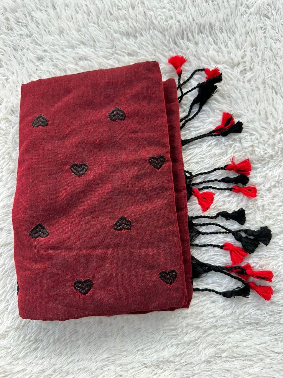 Red with black 🖤 embroidered khaadi