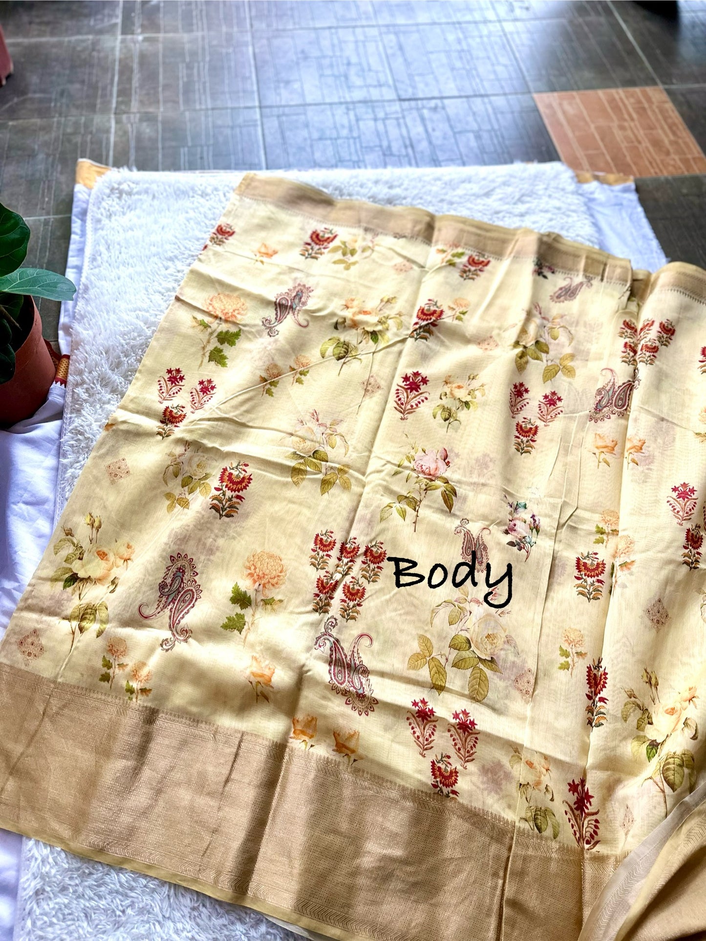 Floral tussar silk