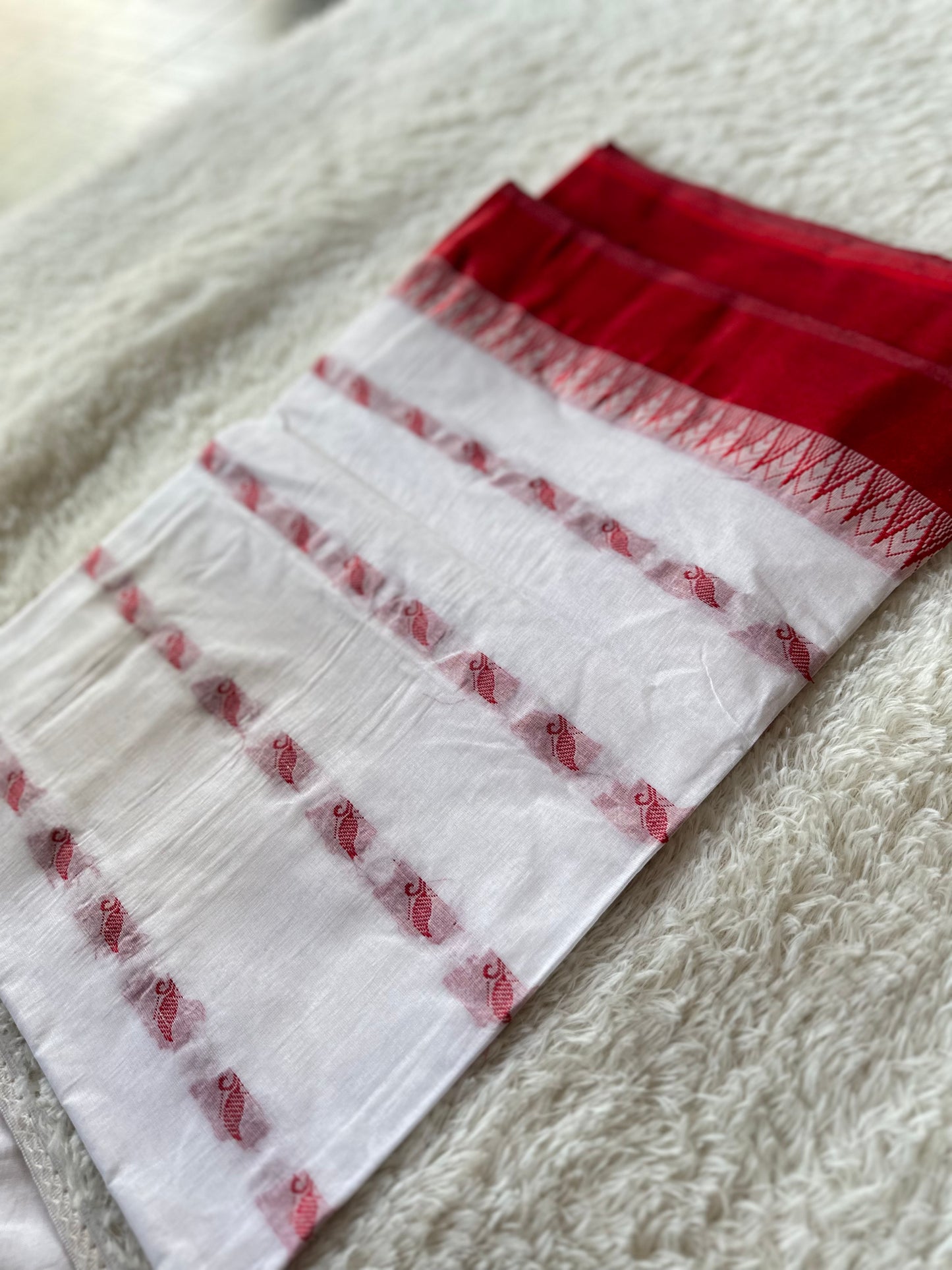 Red with white koburam bengal cotton