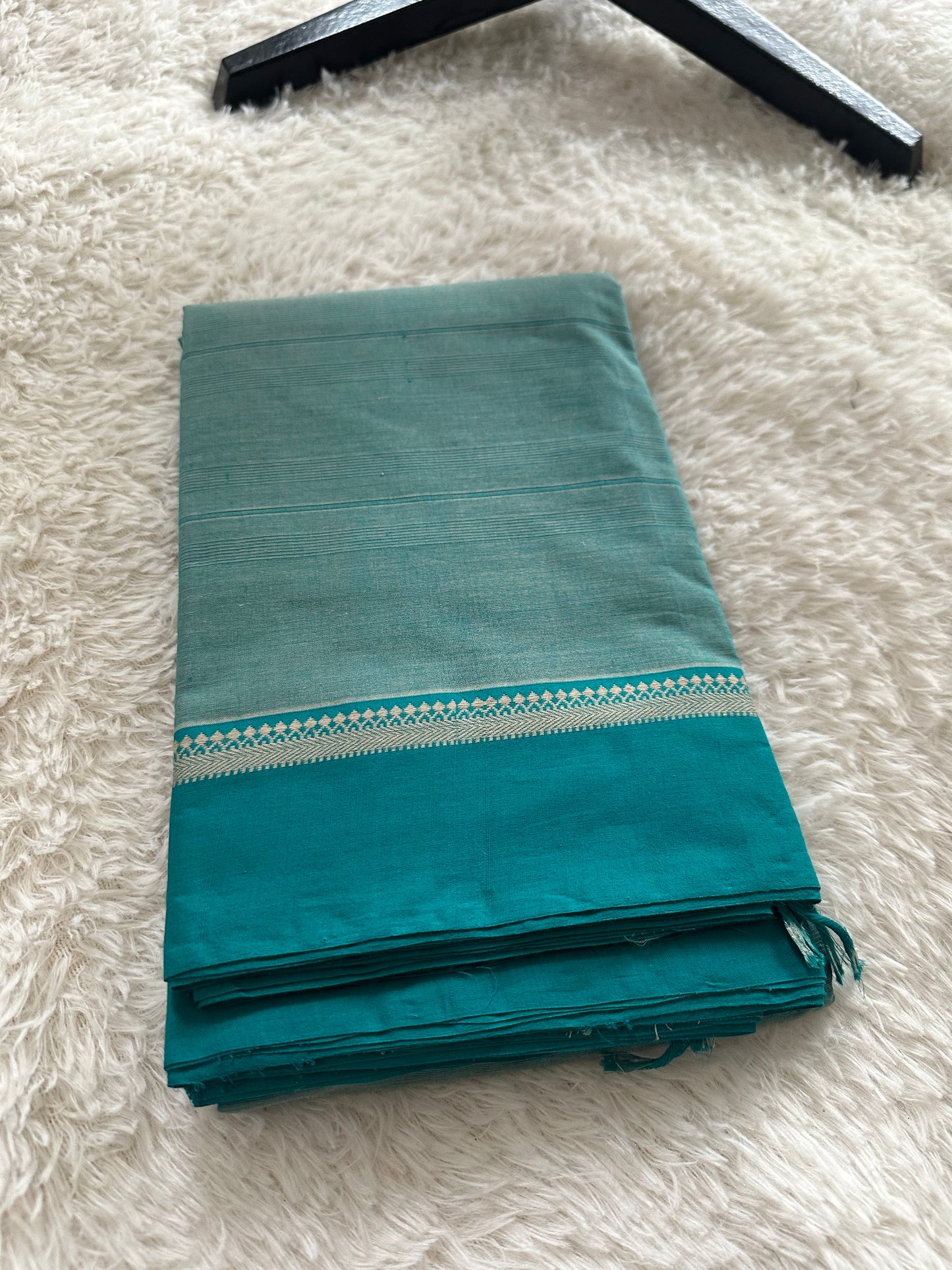 Teal blue kanjivaram cotton